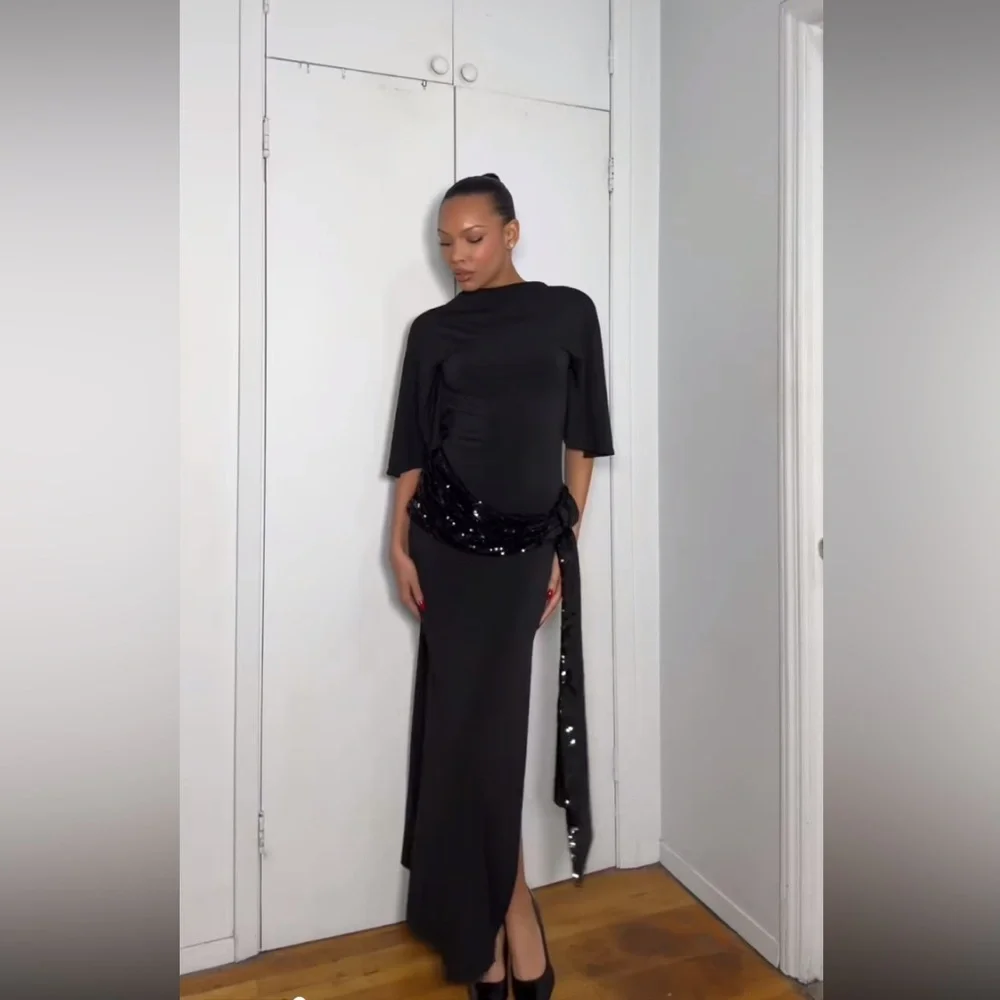 ZARA CUMMERBUND MIDI DRESS - Picture 13 of 17